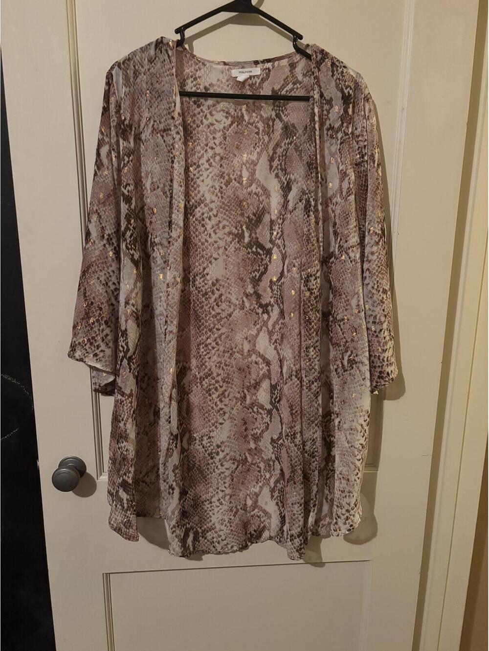 Maurices Snake Print Open-Front Kimono Topper Size 0X-1X